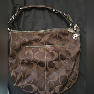 Coach Dark Brown Signature Shoulder Bag